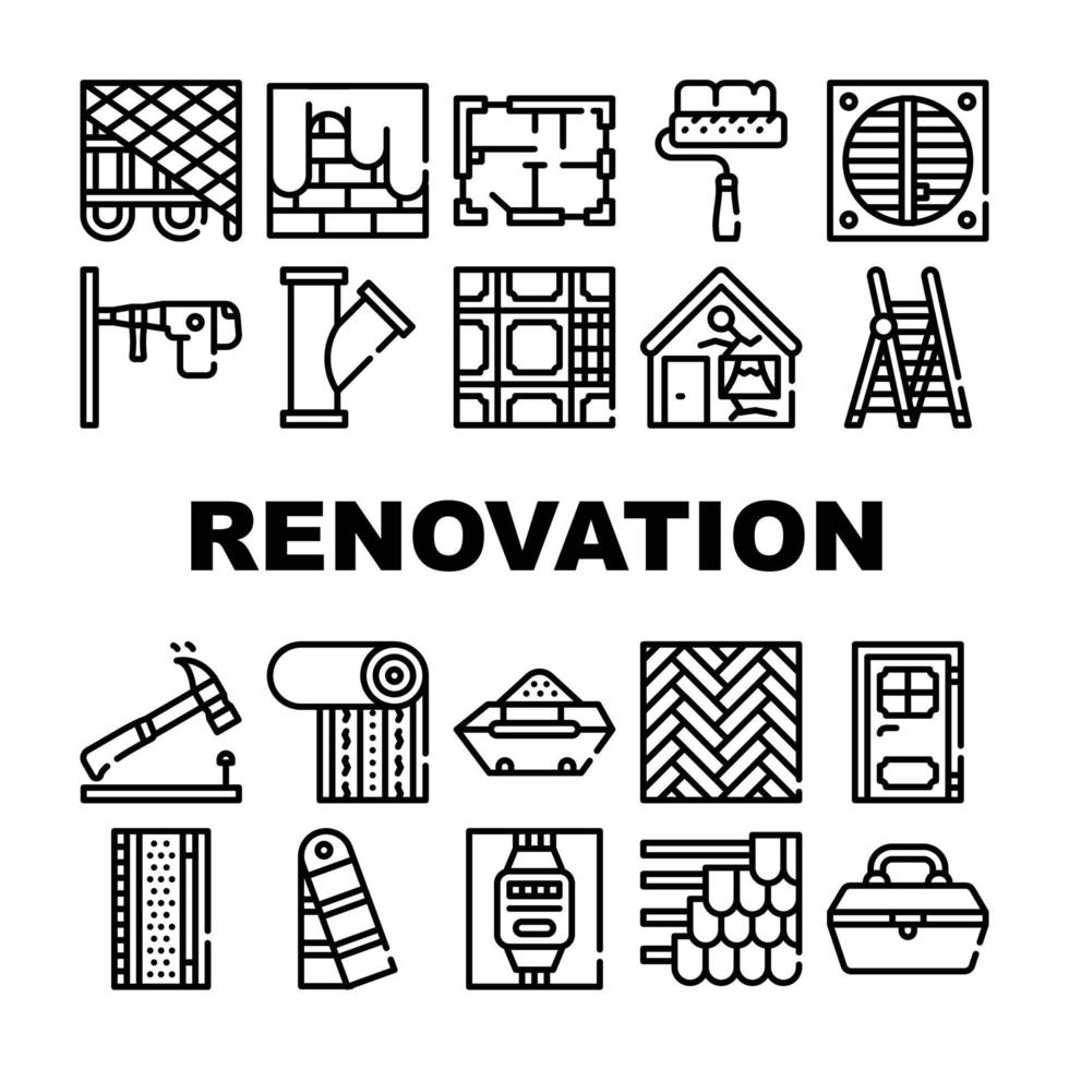 Renovation Home Repair Collection Icons Set Vector