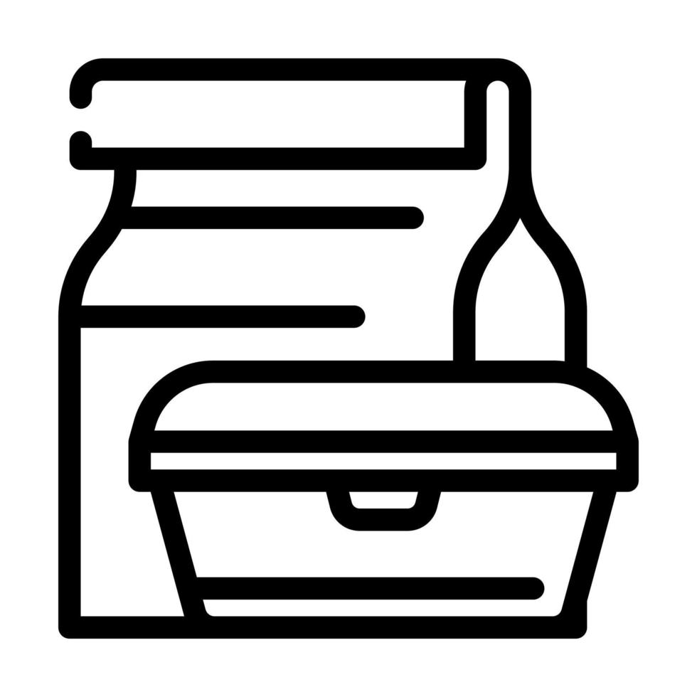 caja de almuerzo cantina línea icono vector ilustración