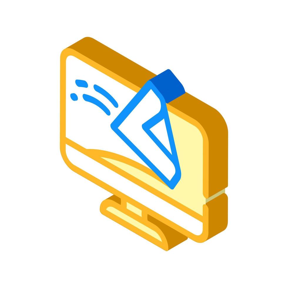 computer screen cleaning wipe isometric icon vector illustration