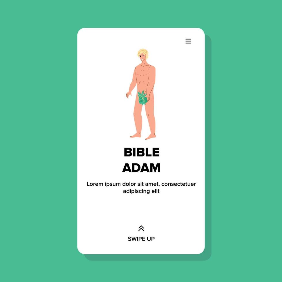 Bible Adam Standing In Paradise Garden Vector