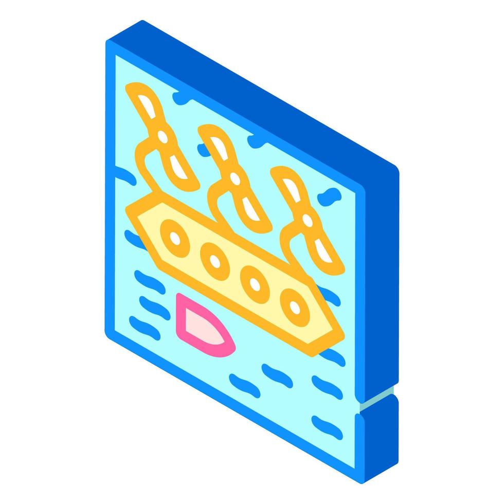 floating power plant isometric icon vector illustration
