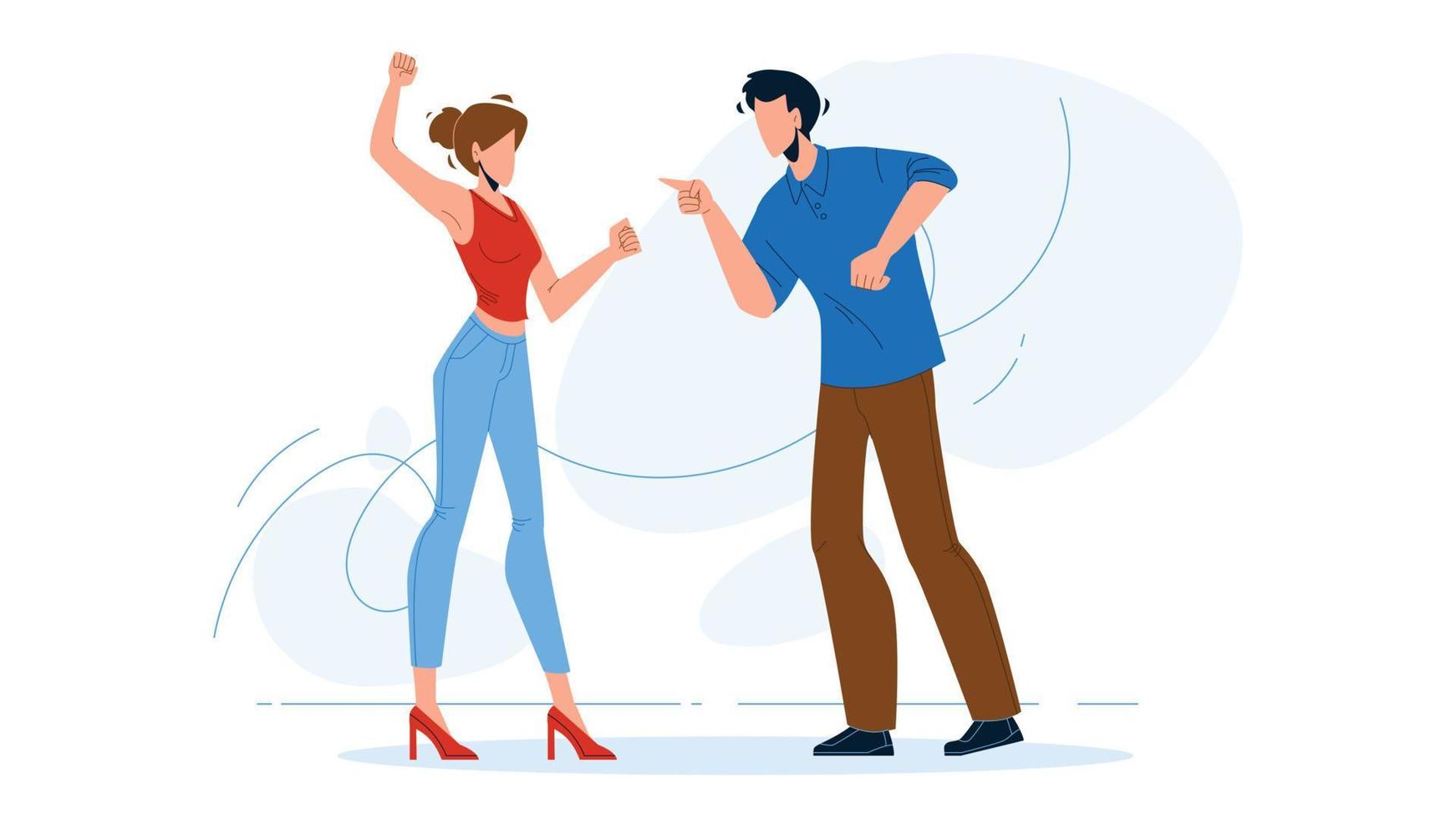 Man And Girl Couple Yelling At Each Other Vector