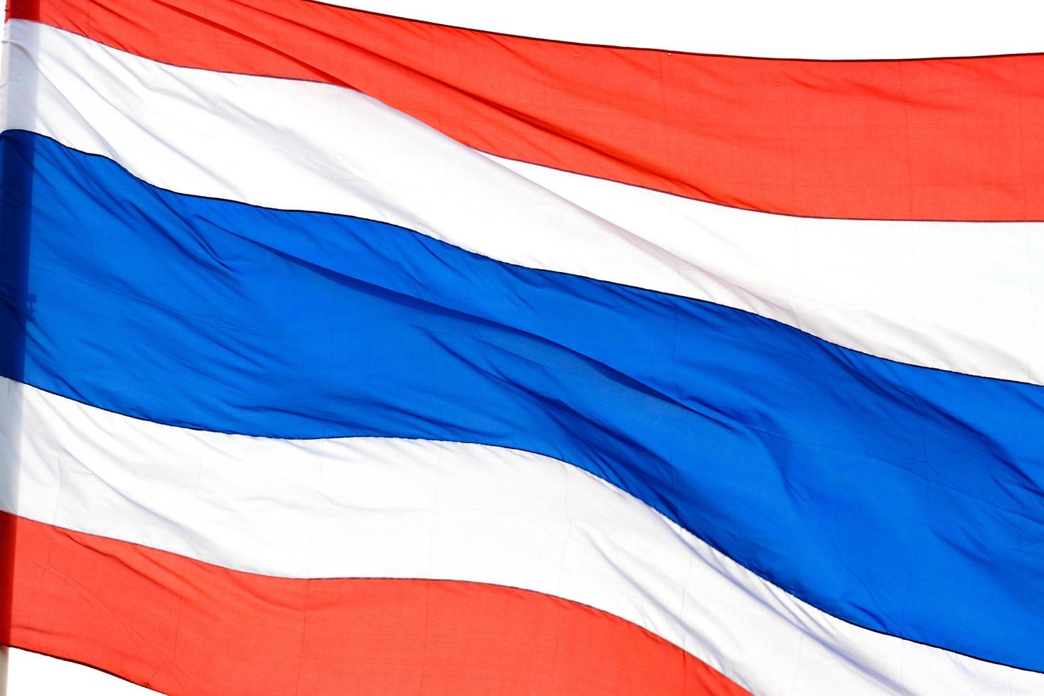 The flag of Thailand with 3 colors red, white, blue photo