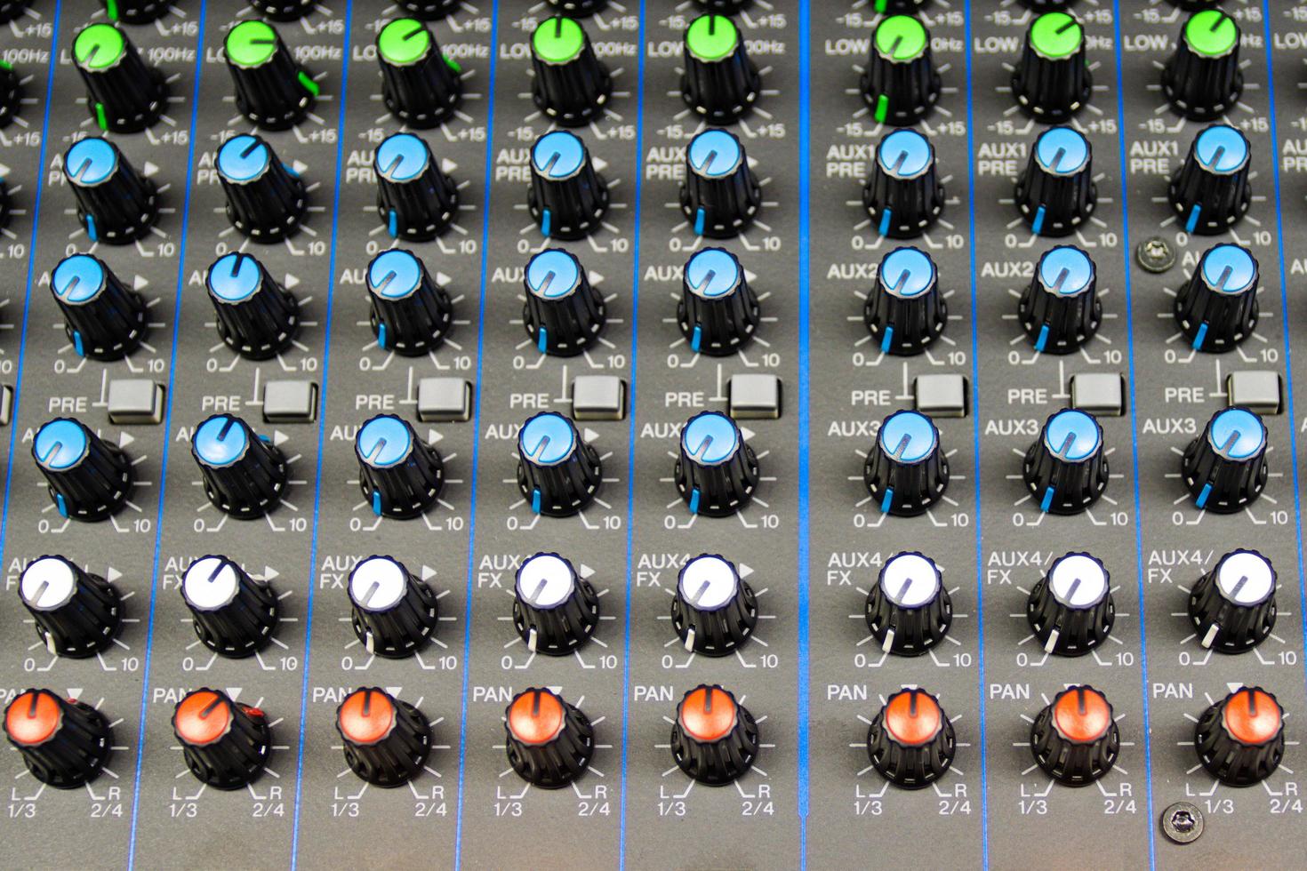 Audio control buttons Sound Control Hi Fi system The audio equipment, control panel of digital studio mixer photo