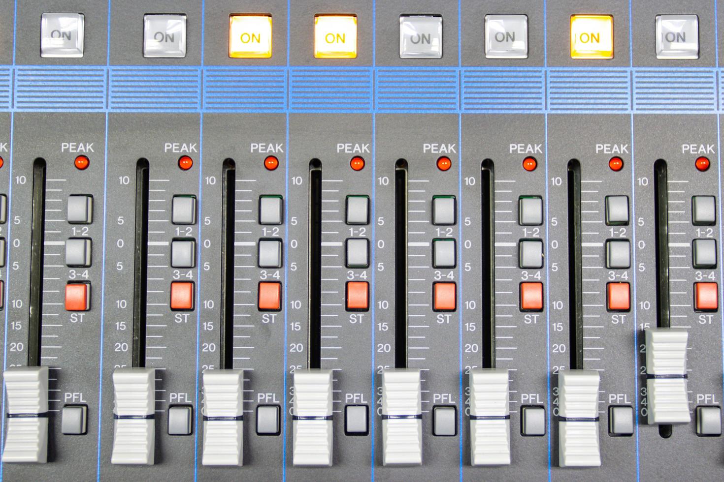 Audio control buttons Sound Control Hi Fi system The audio equipment, control panel of digital studio mixer photo
