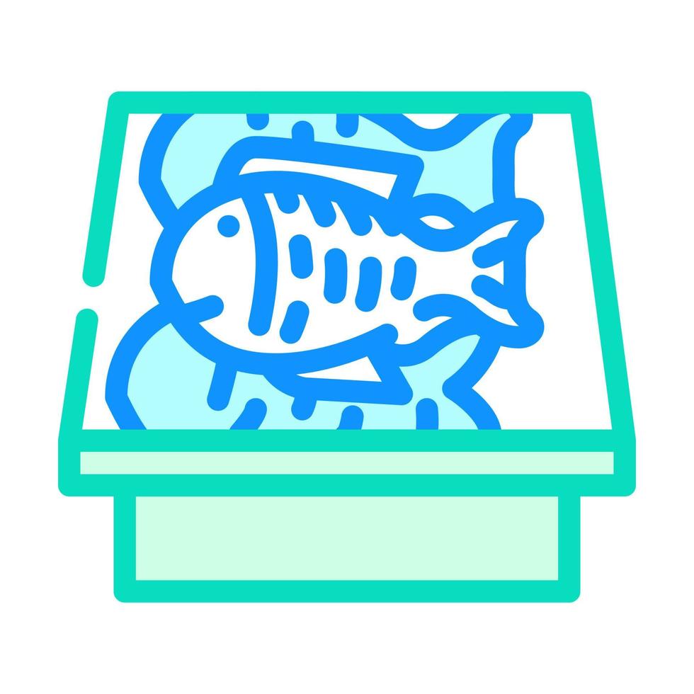 escaparate con ilustración de vector de icono de color de pescado