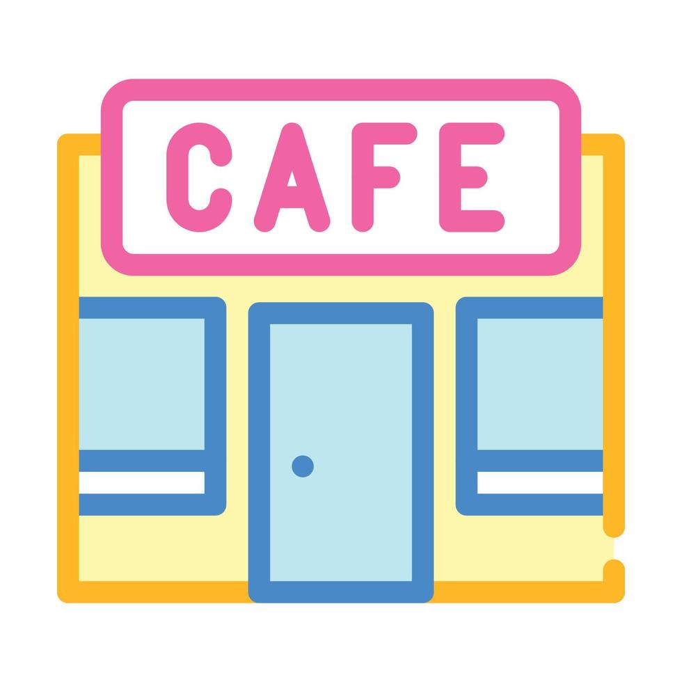 cafetería edificio color icono vector ilustración plana