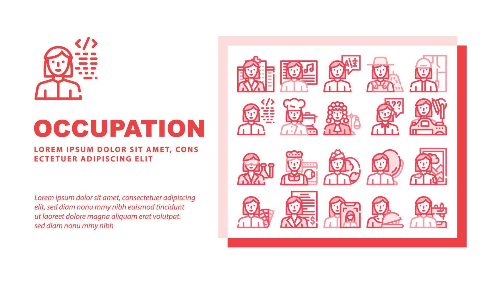 Female Occupation Landing Header Vector