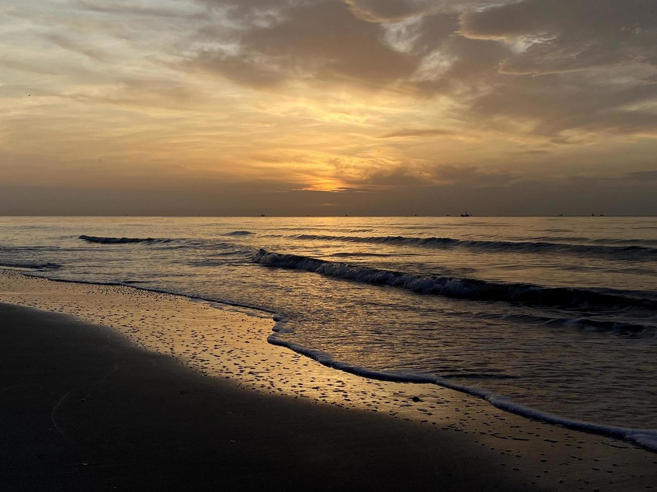 Beautiful sunset over beach view photo