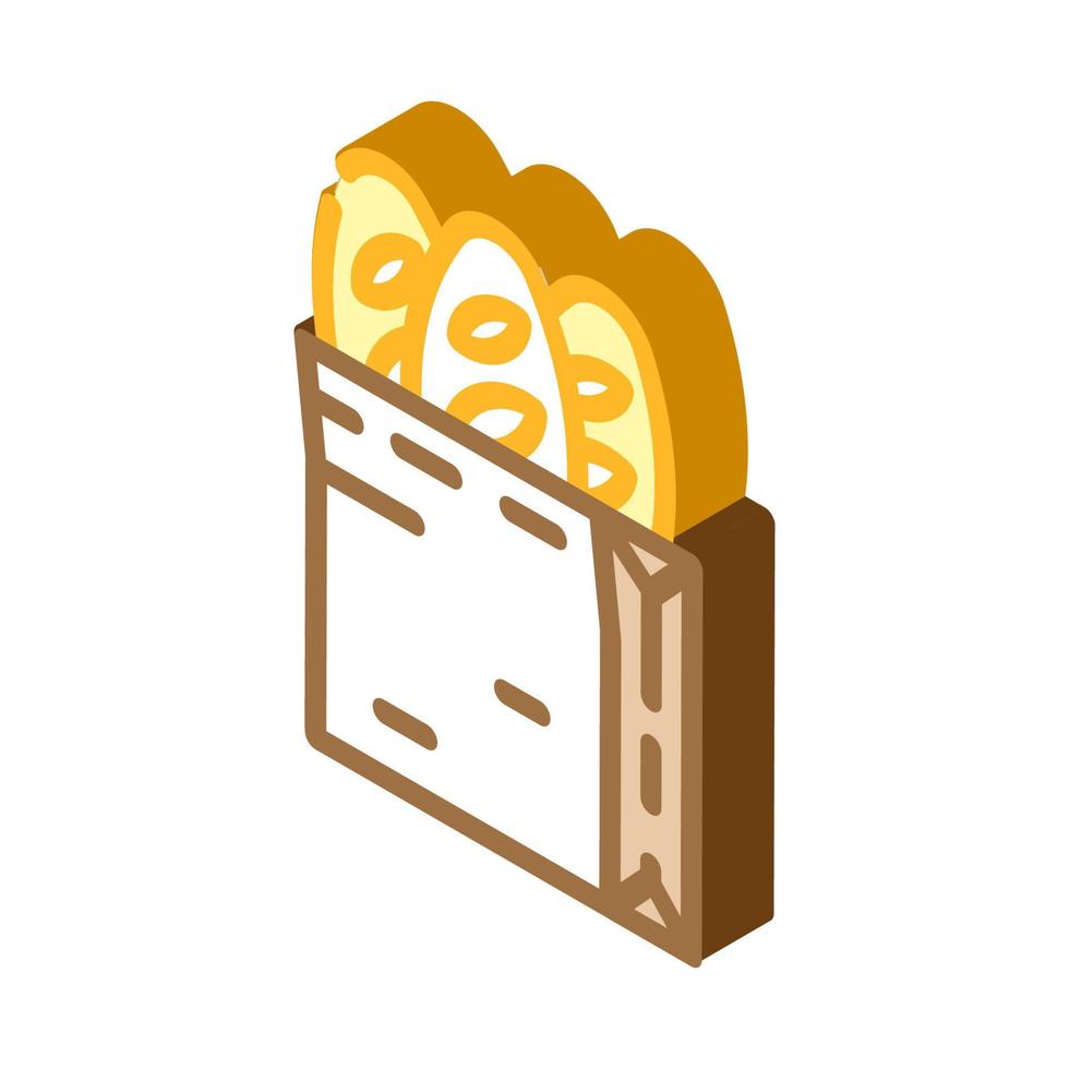 baguette bread isometric icon vector illustration