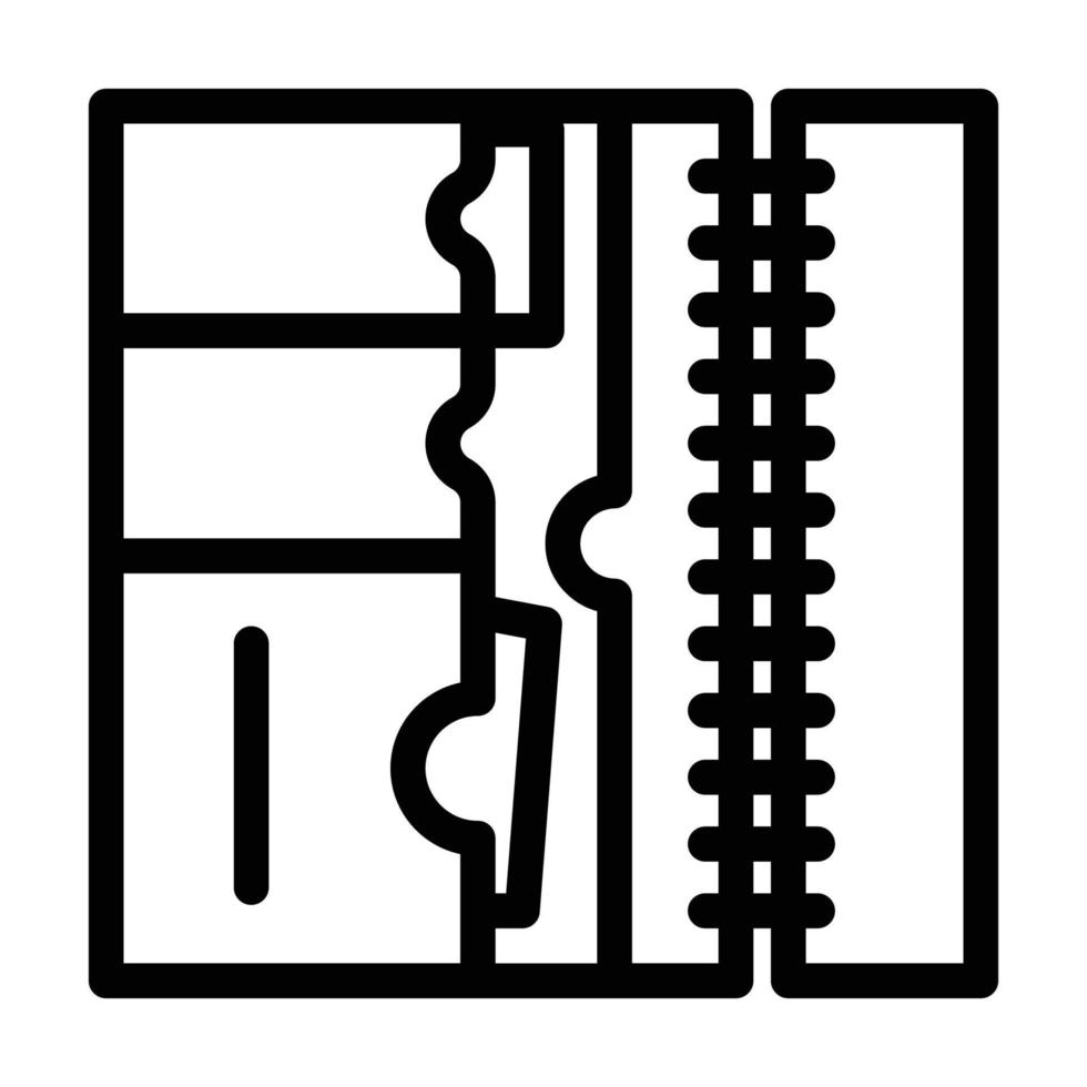 inside pockets in diary cover line icon vector illustration