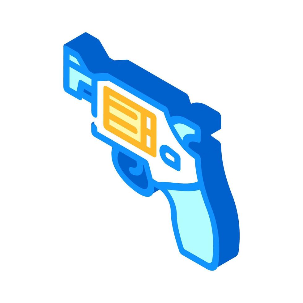 revolver gun isometric icon vector illustration