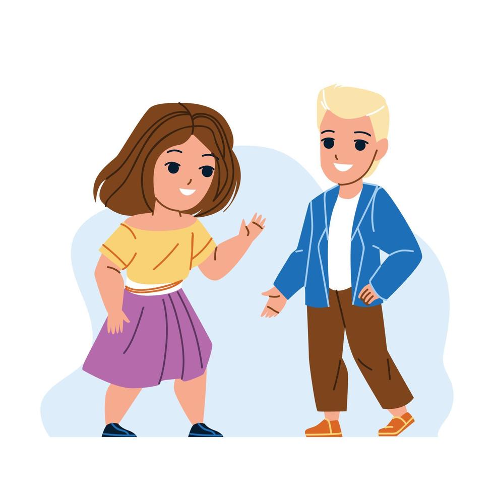 Boy And Girl Kids Talking In Kindergarten Vector