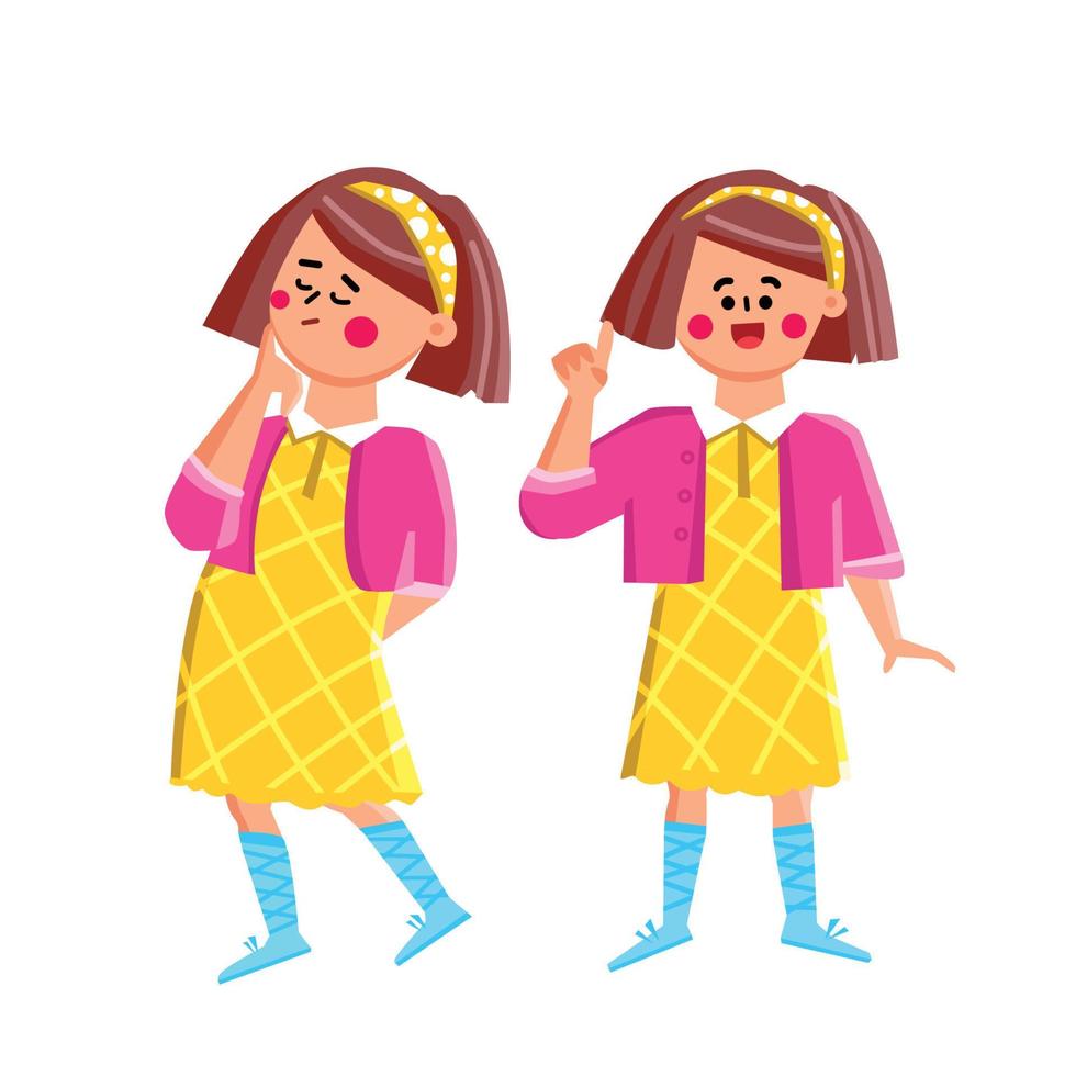 School Girl Thinking And Asking Question Vector