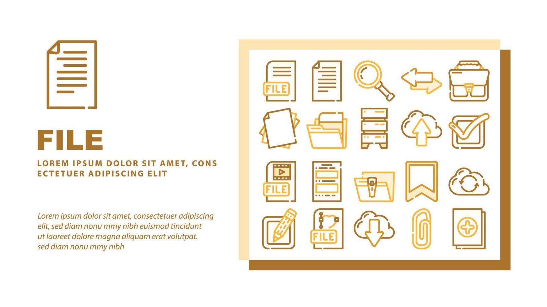 File Computer Digital Document Landing Header Vector