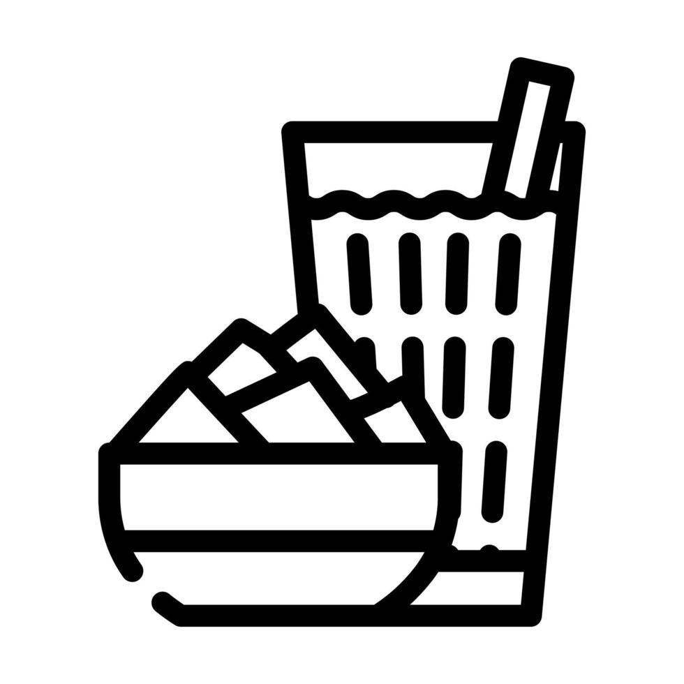 rodajas de mango snack y bebida taza línea icono vector ilustración