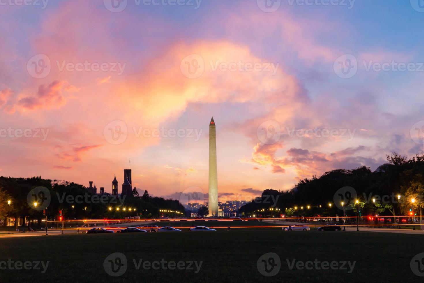 Washington monument at the national mall in the evening. Washington D.C. USA. photo