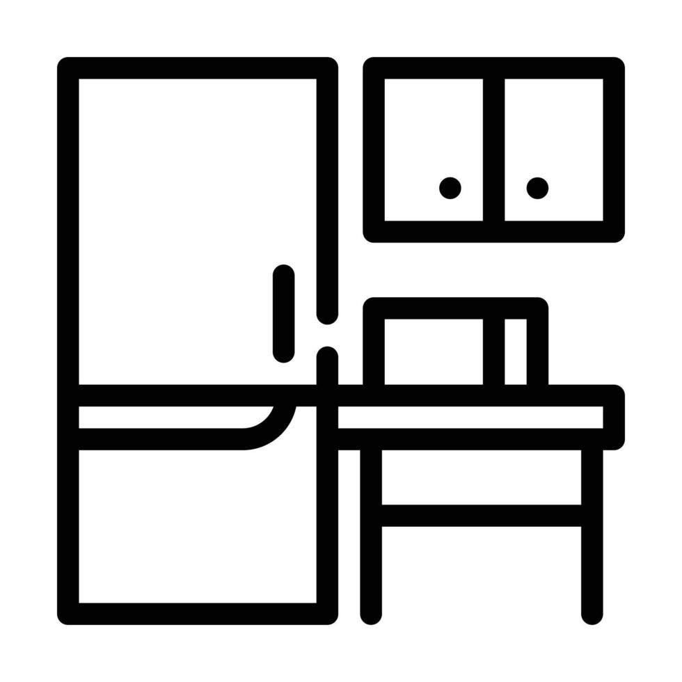 coworking litchen muebles línea icono vector ilustración