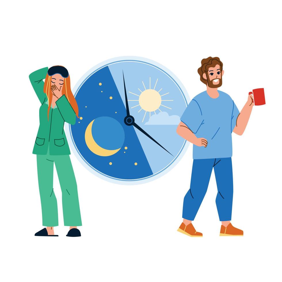 Circadian Rhythm Of Young Man And Woman Vector