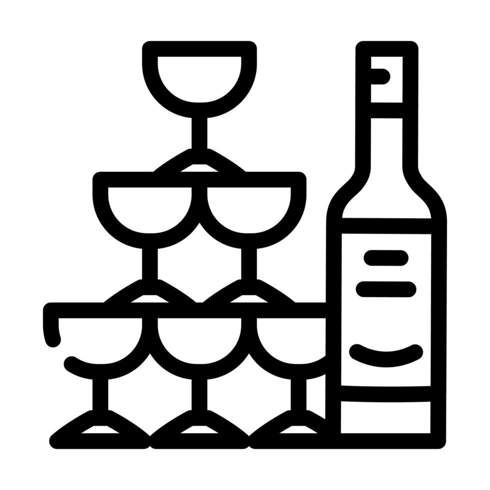 bebida de boda con champán para invitados línea icono vector ilustración