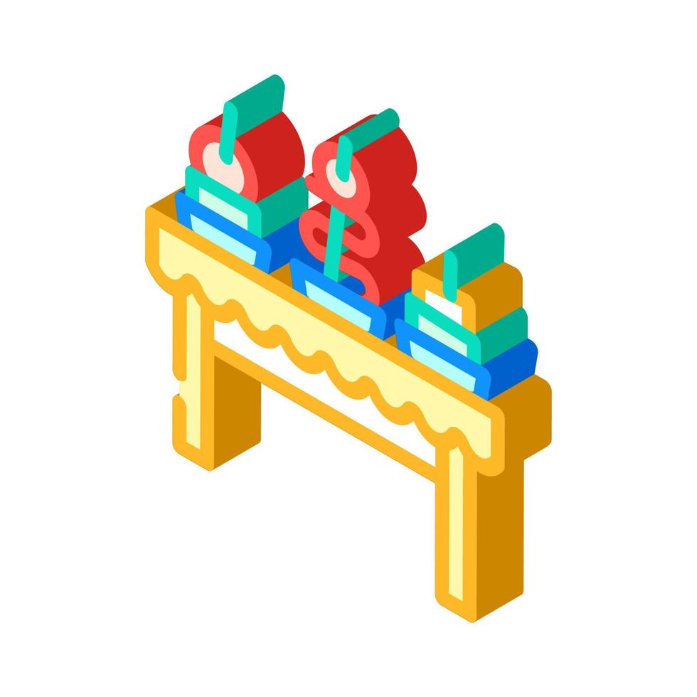 snacks buffet isometric icon vector illustration