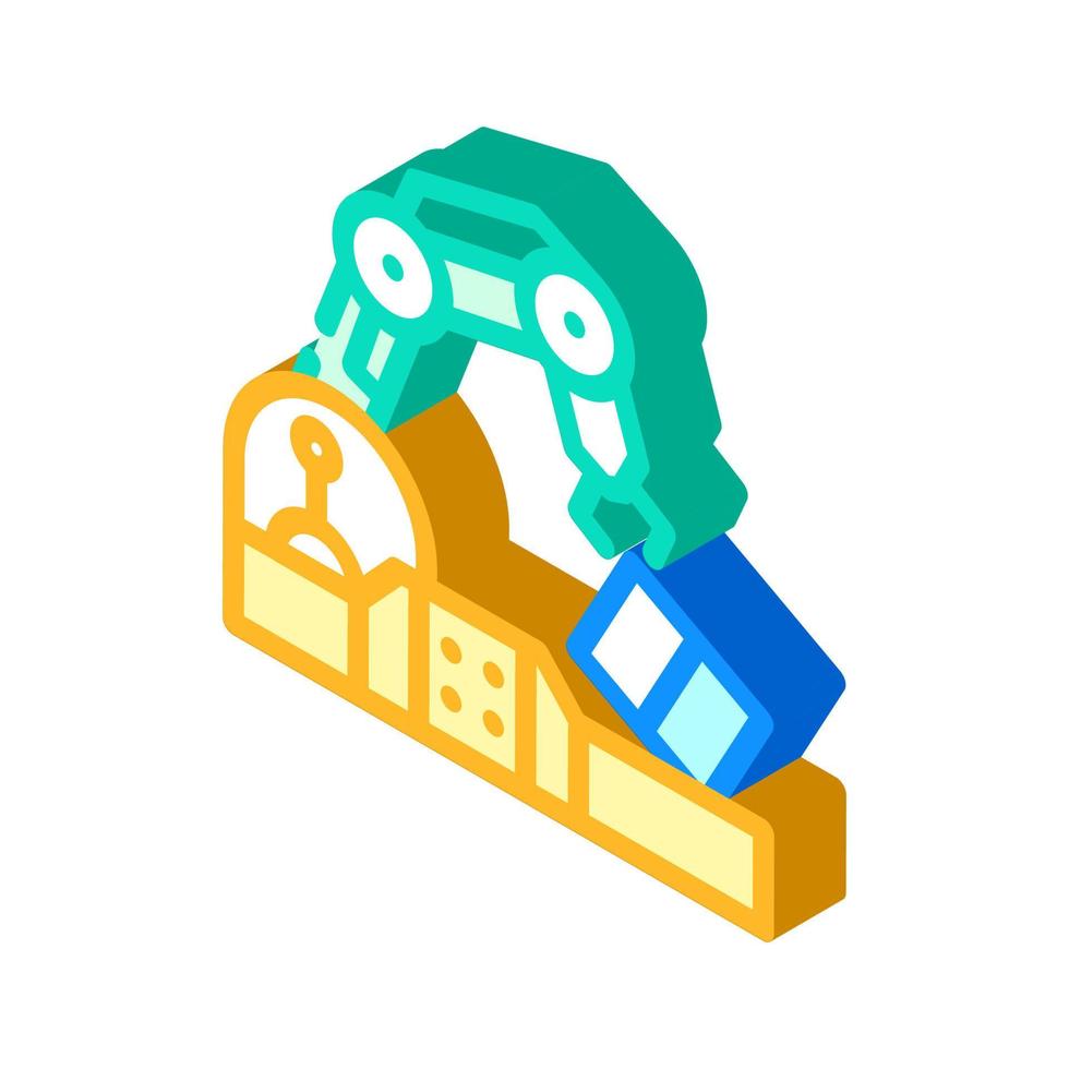 robotic arm conveyor production isometric icon vector illustration