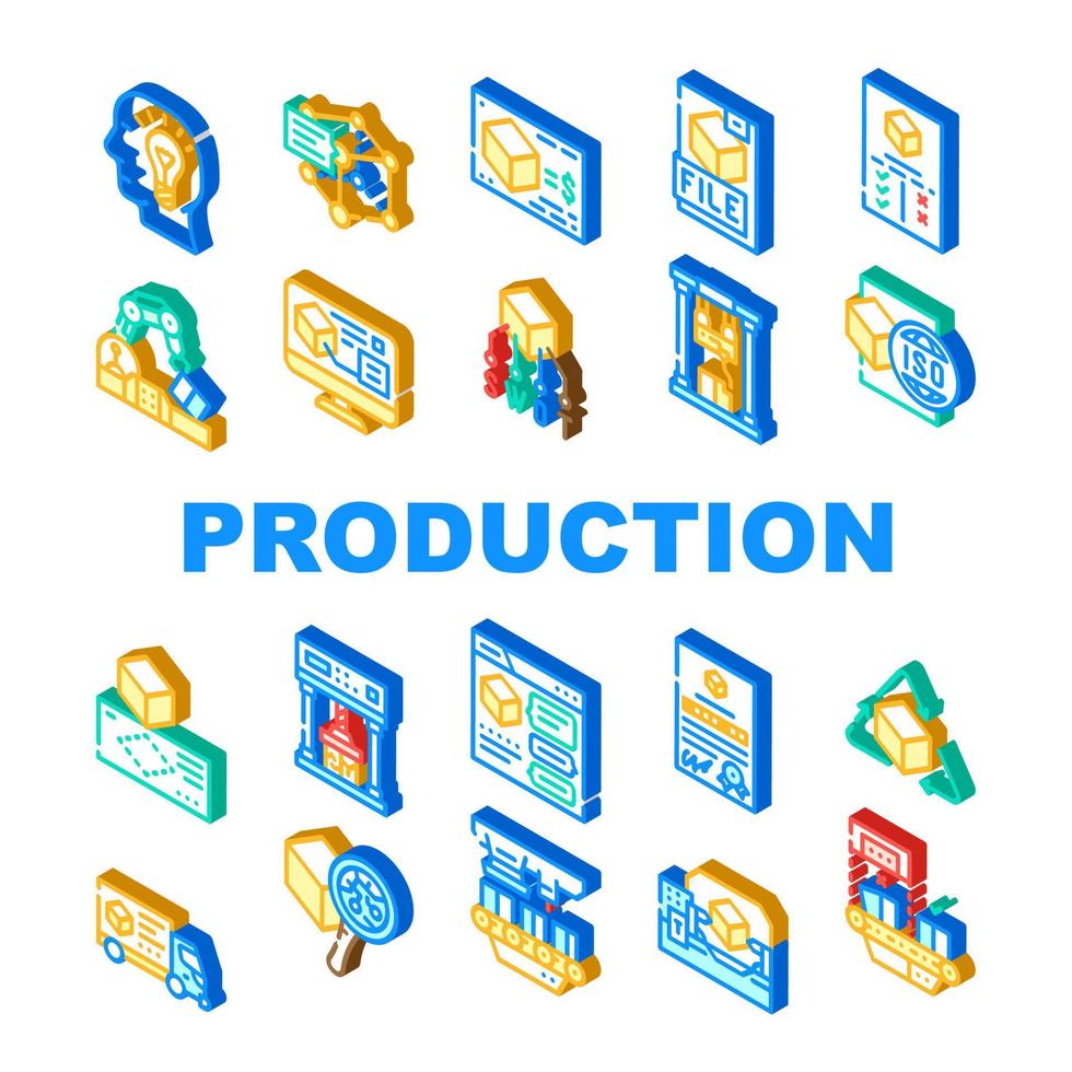 Production Business Collection Icons Set Vector