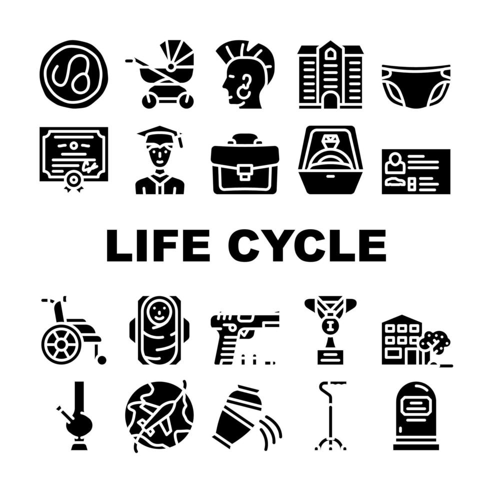 Life Cycle People Collection Icons Set Vector