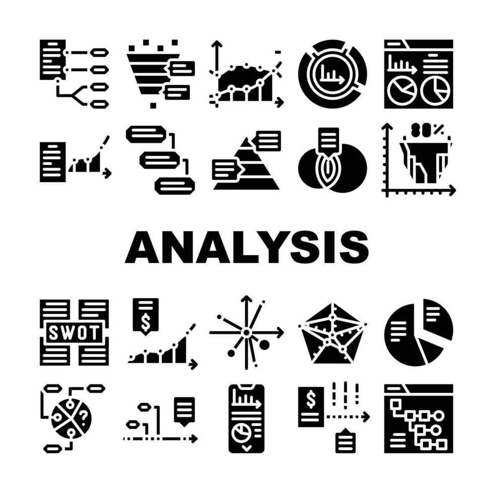 conjunto de iconos de colección de diagrama de análisis de datos vector