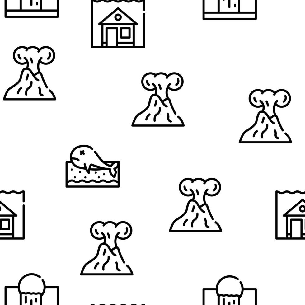 Global Warming Problem Vector Seamless Pattern