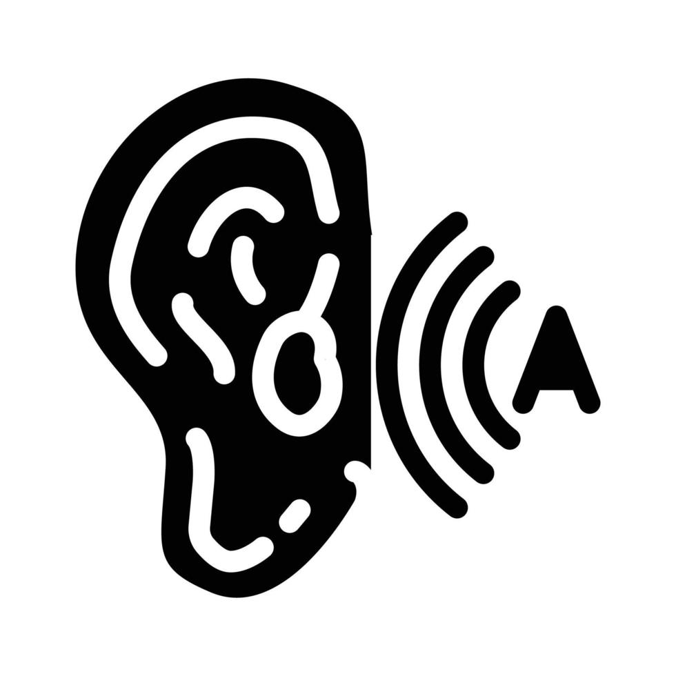 ilustración de vector de icono de glifo de oído de escucha de ruido