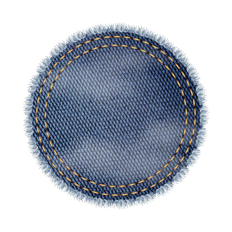 Round Denim Shape Accessory For Fix Clothes Vector