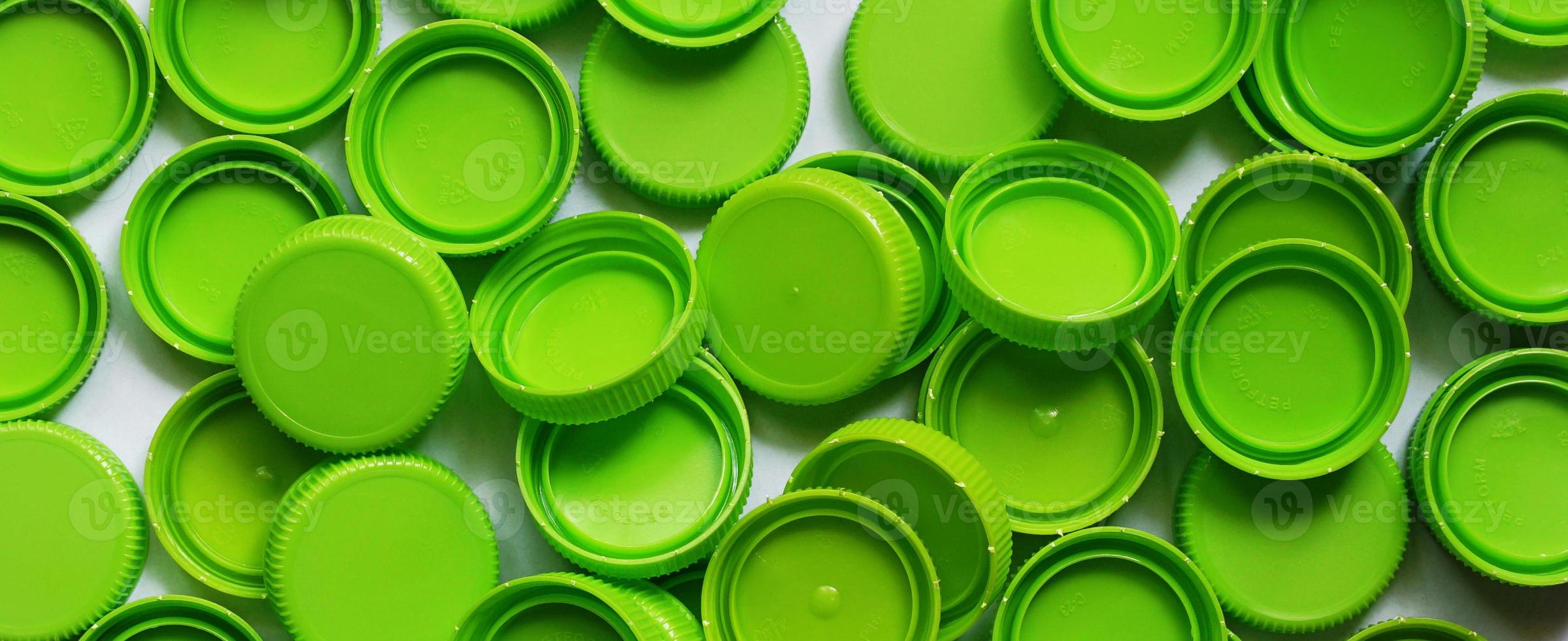 Plastic cap isolated on white background. Recycle material concept. photo