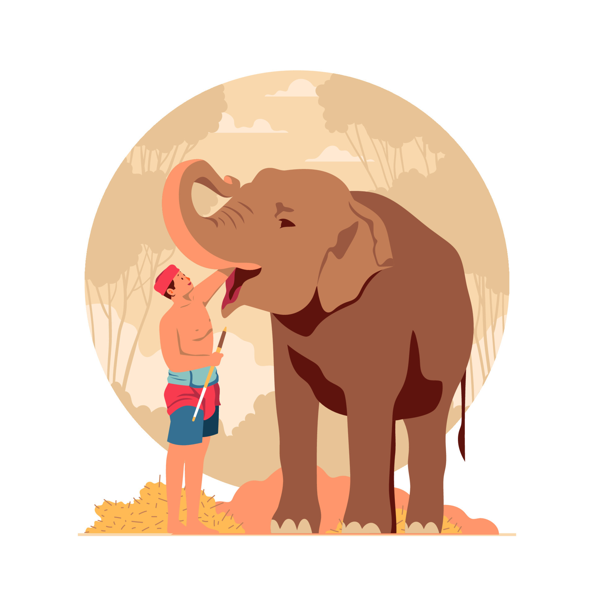 Mahout Feeding Elephant Concept 8370826 Vector Art at Vecteezy