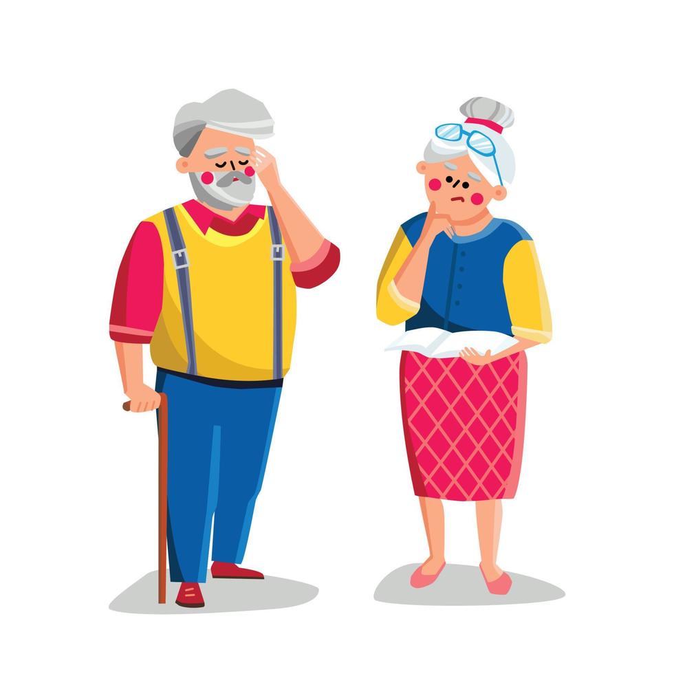 Dementia Disease Of Elderly Man And Woman Vector