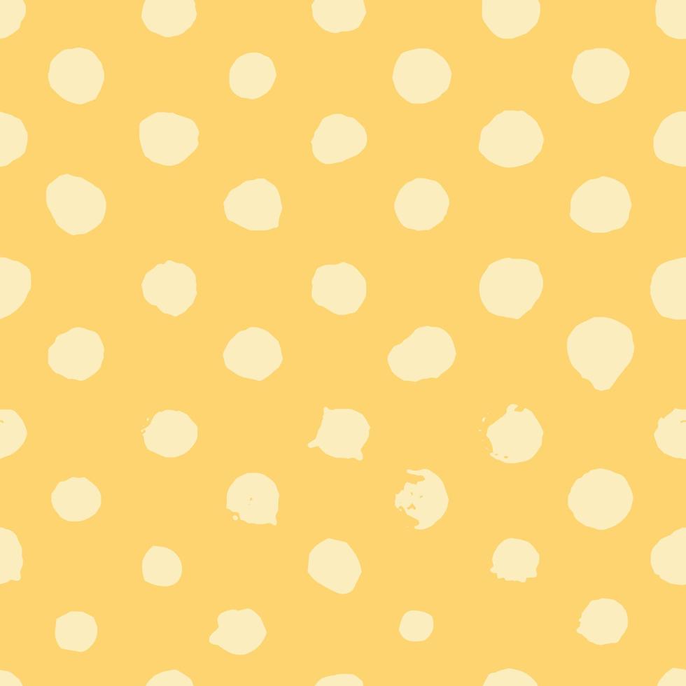 Vector seamless pattern with hand drawn yellow watercolor polka dots. Background for wallpaper, scrapbooking, fabric, textile design.