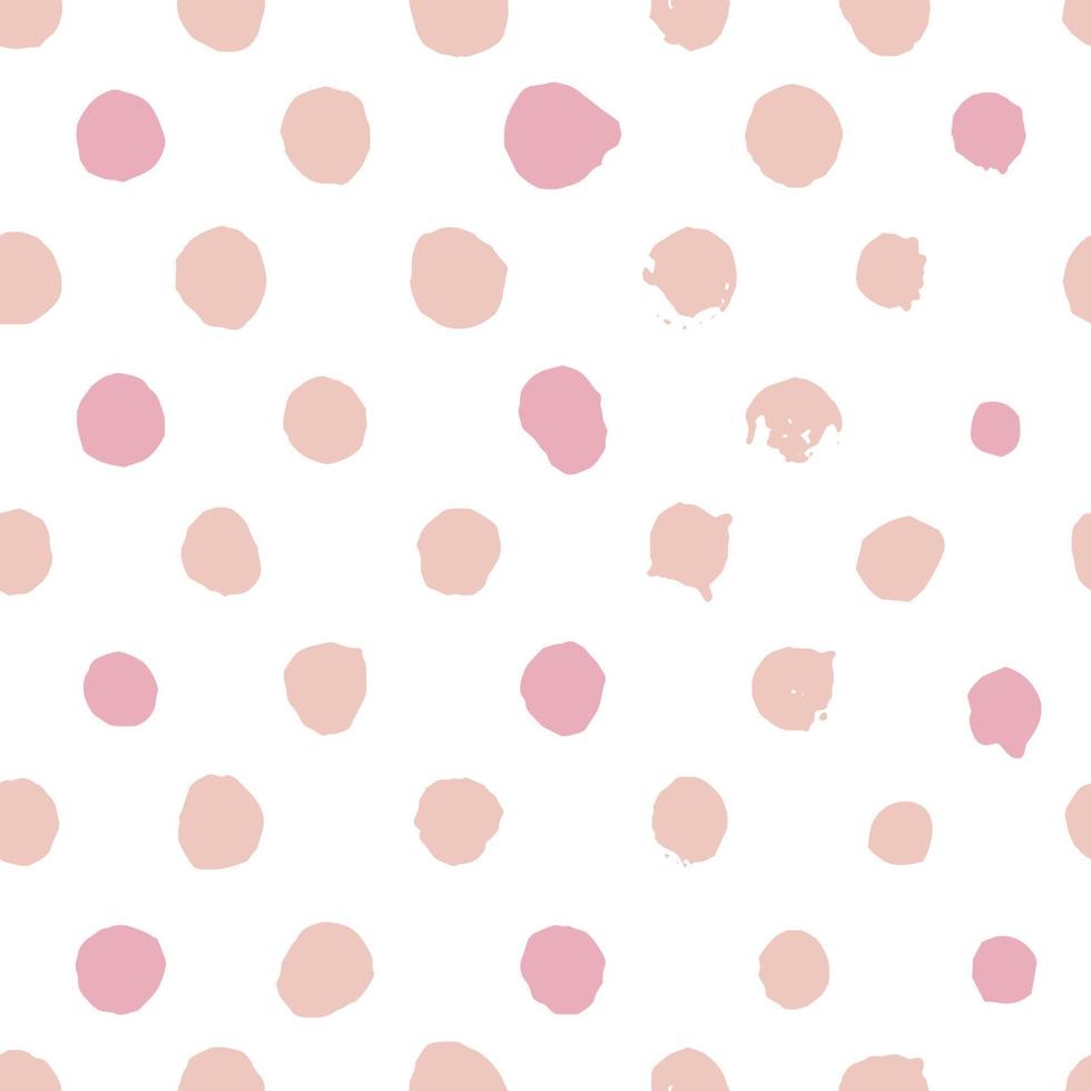 Watercolor hand drawn dots vector seamless pattern. Pink texture backdrop. Drawing of scattered spots vector. Blush colors background. Wallpaper, paper, fabric, textile design.