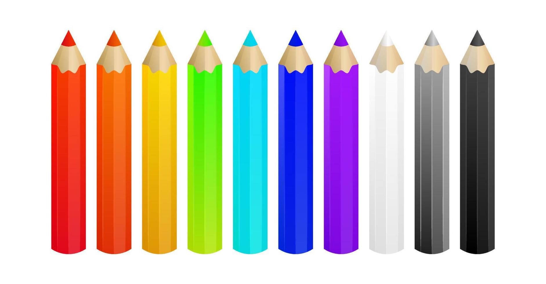 lápices de colores varios colores para niños. conjunto para dibujar la  ilustración vectorial del juego. 8370905 Vector en Vecteezy