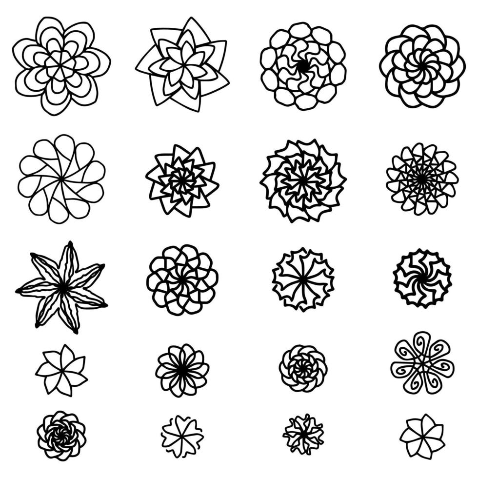 Sacred geometry set minimal geometric circular ornament shapes ethnic collection, ornament round geometric circle element vector. vector