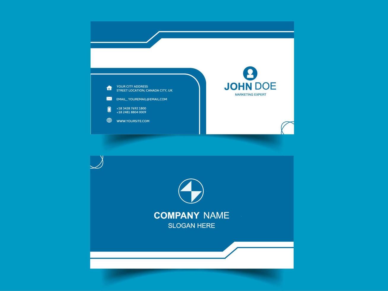 Free Stylish Blue Unique Business Card Design Pro Vector