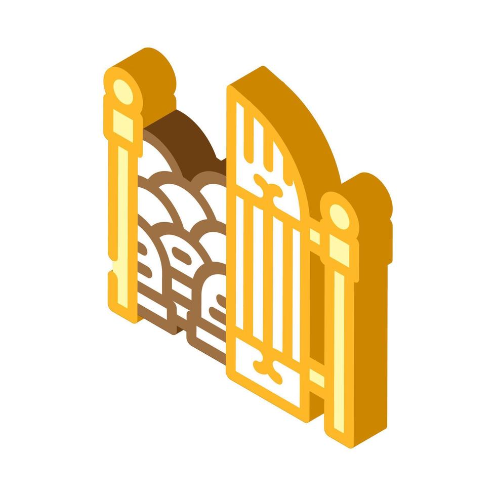 entrance gate to cemetery isometric icon vector illustration