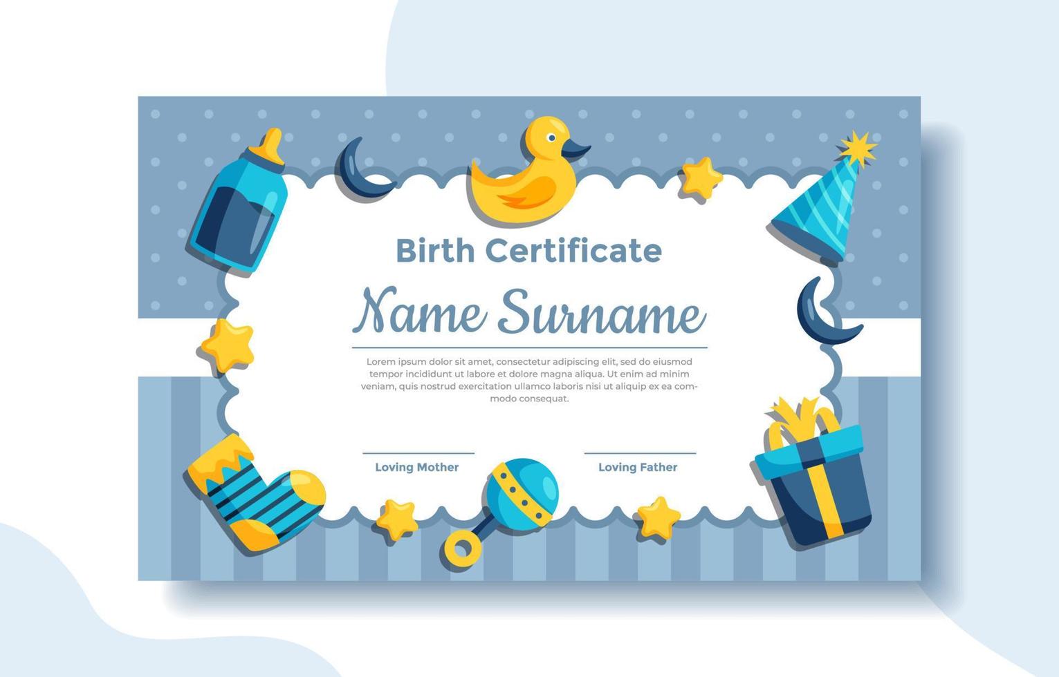 Bornday Certificate Template vector