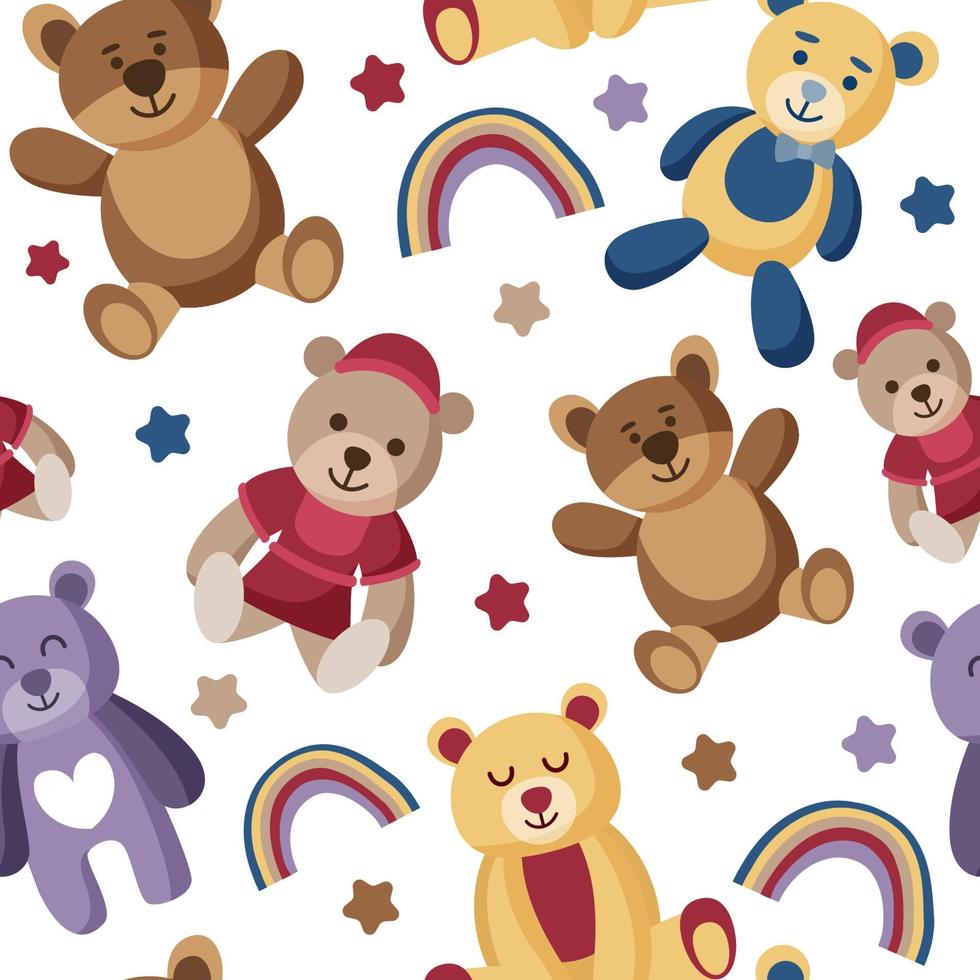 Teddy Bear Seamless Pattern vector