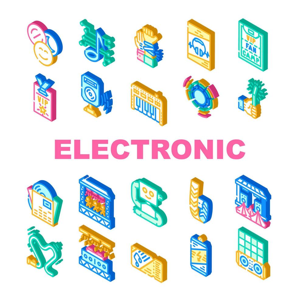 conjunto de iconos de colección de música electrónica de baile vector