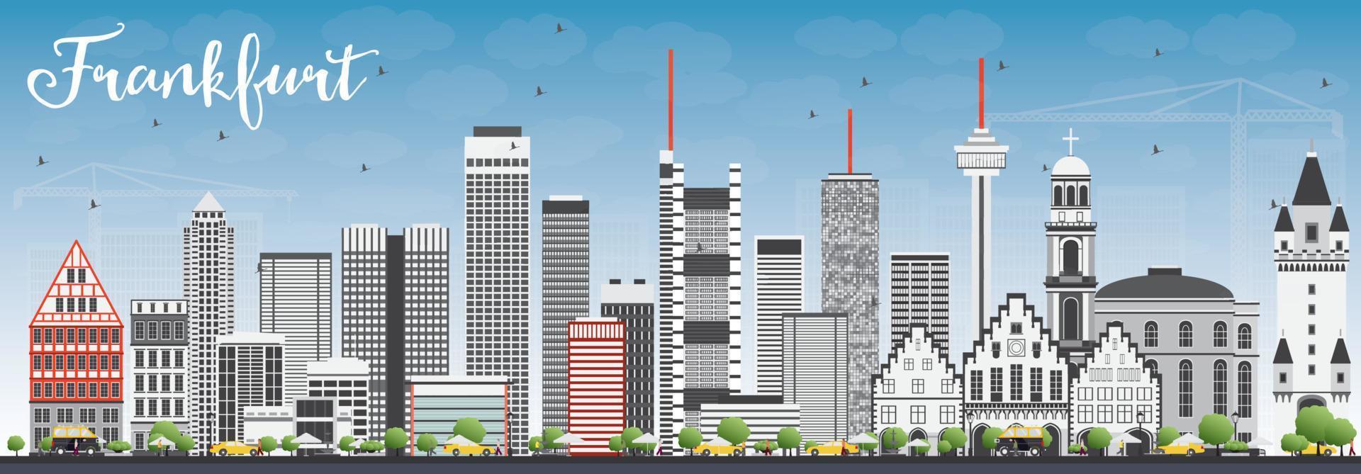 Frankfurt Skyline with Gray Buildings and Blue Sky. vector