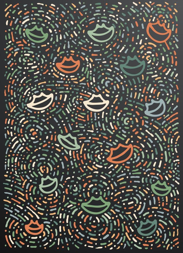Lips. Hand drawn vintage print with decorative outline elements. vector