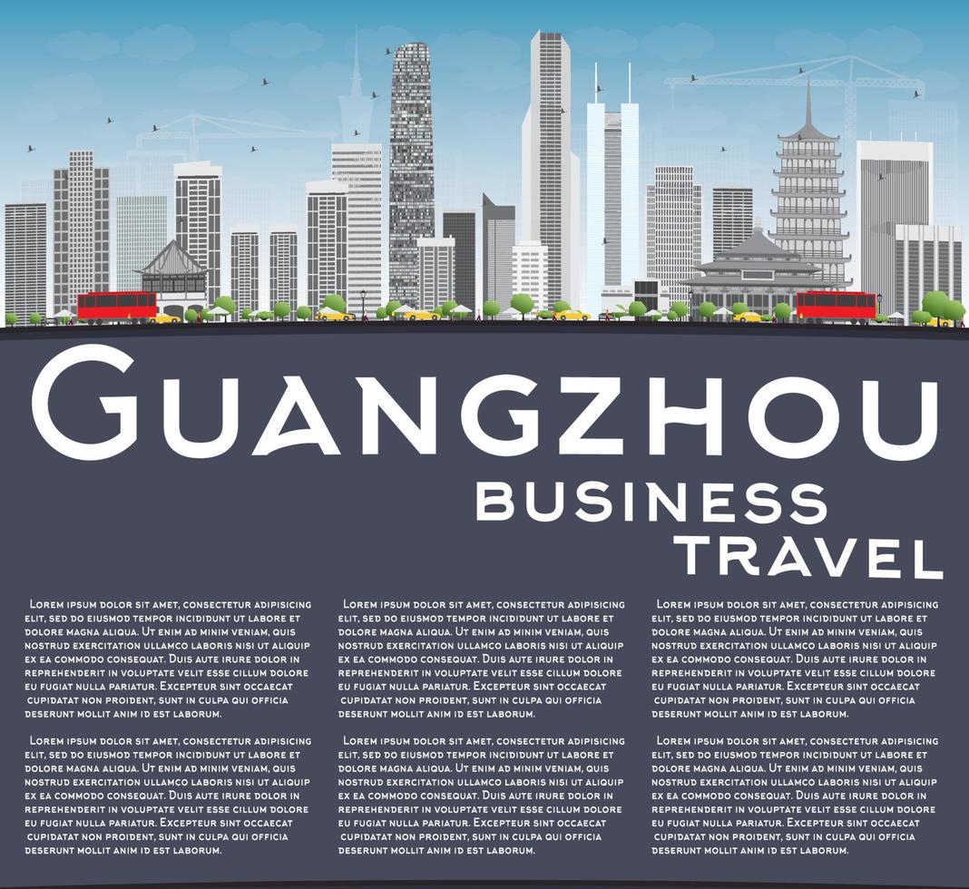horizonte de guangzhou con edificios grises y espacio para copiar. vector