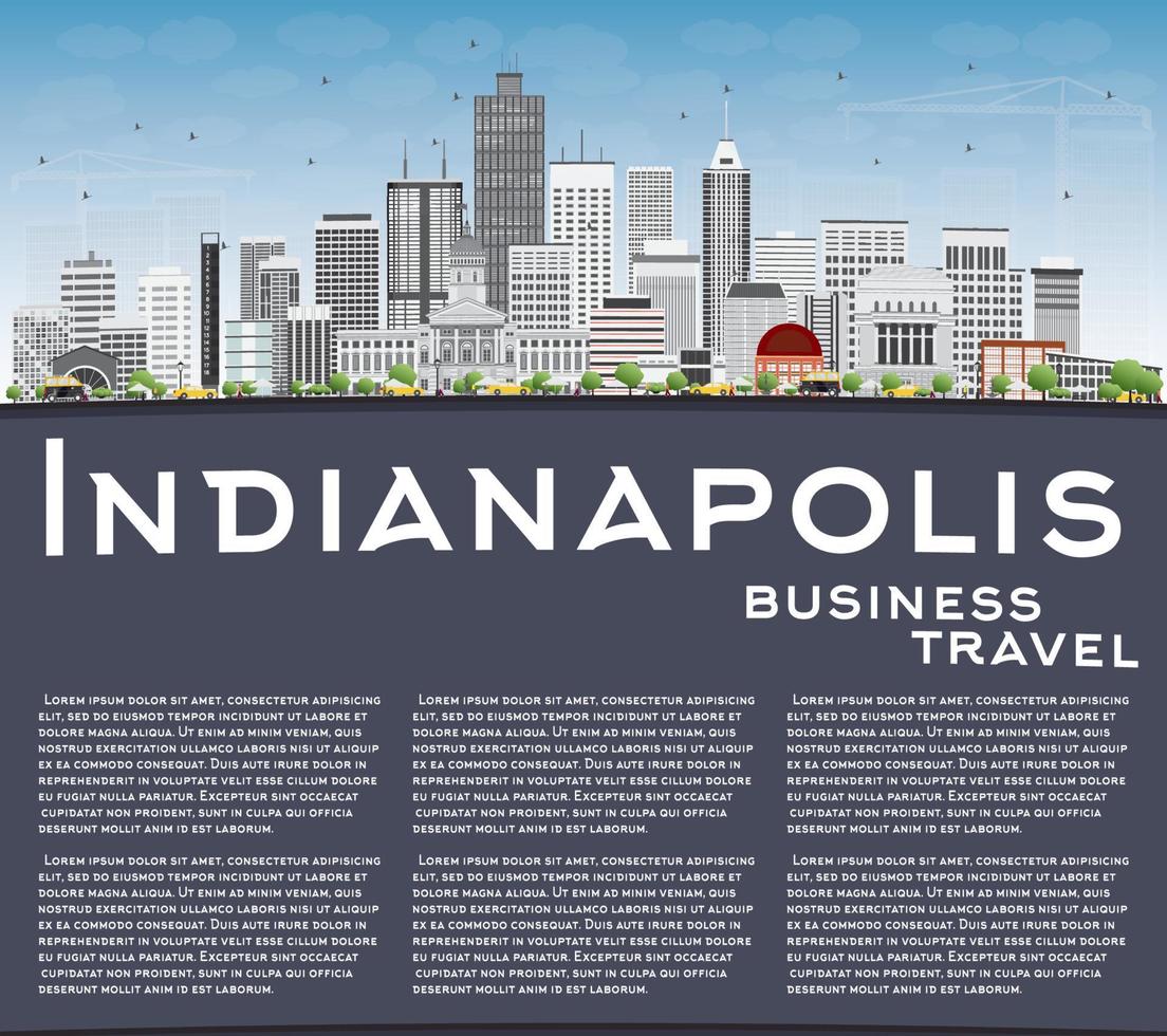 Indianapolis Skyline with Gray Buildings and Copy Space. vector