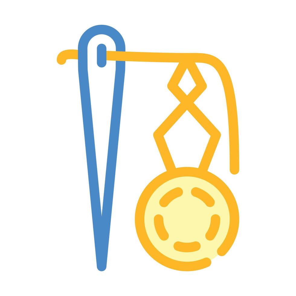 inserting thread in eyelet color icon vector illustration