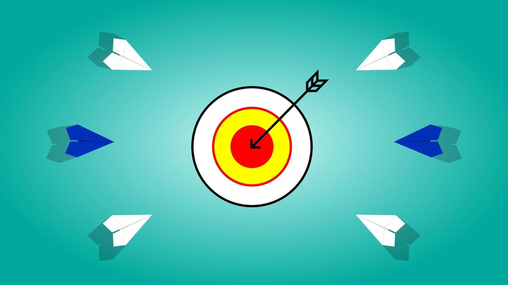 paper plane in one direction business target background, Business target or goal success and winner concept. vector